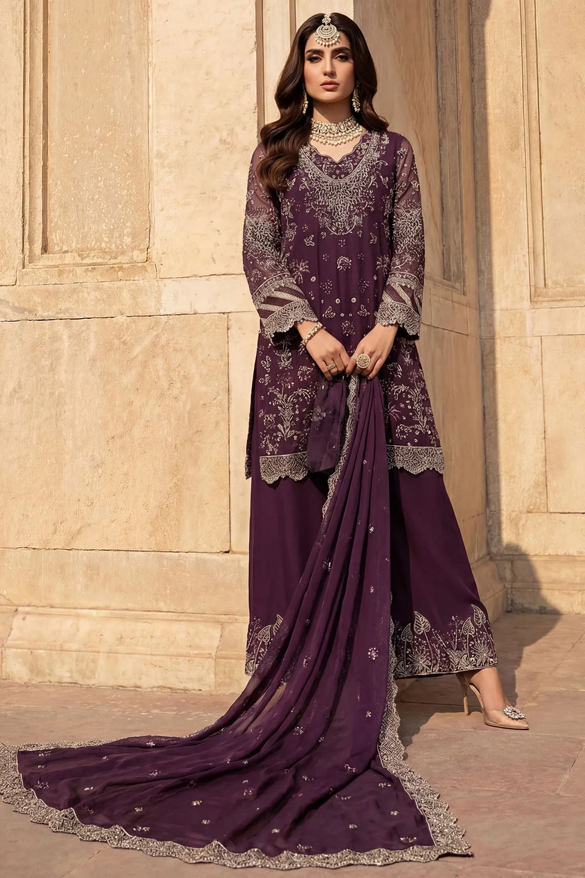 5747-AYLA EMBROIDERED CRINKLE CHIFFON - MWU05747-999-AYLA