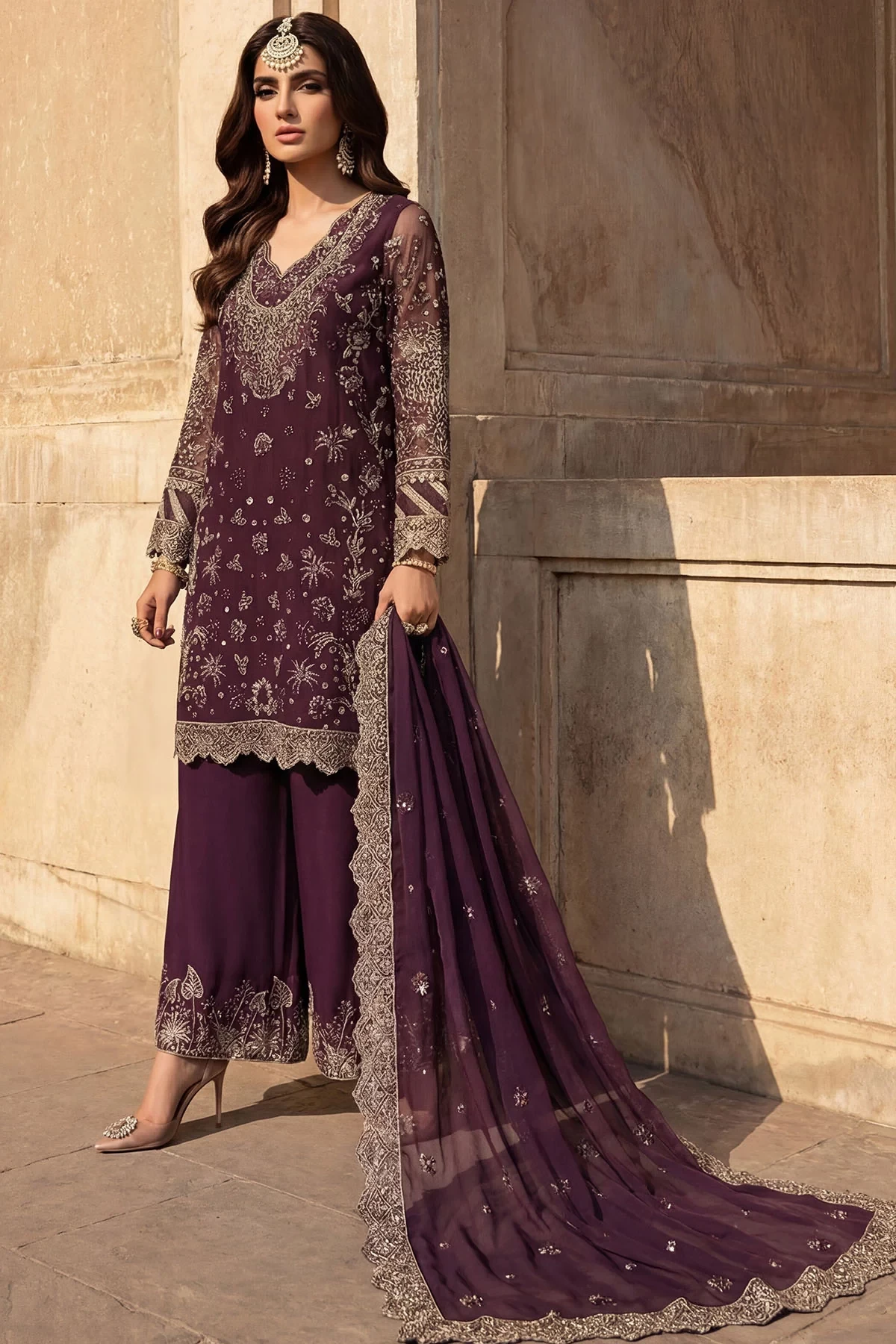 5747-AYLA EMBROIDERED CRINKLE CHIFFON - MWU05747-999-AYLA