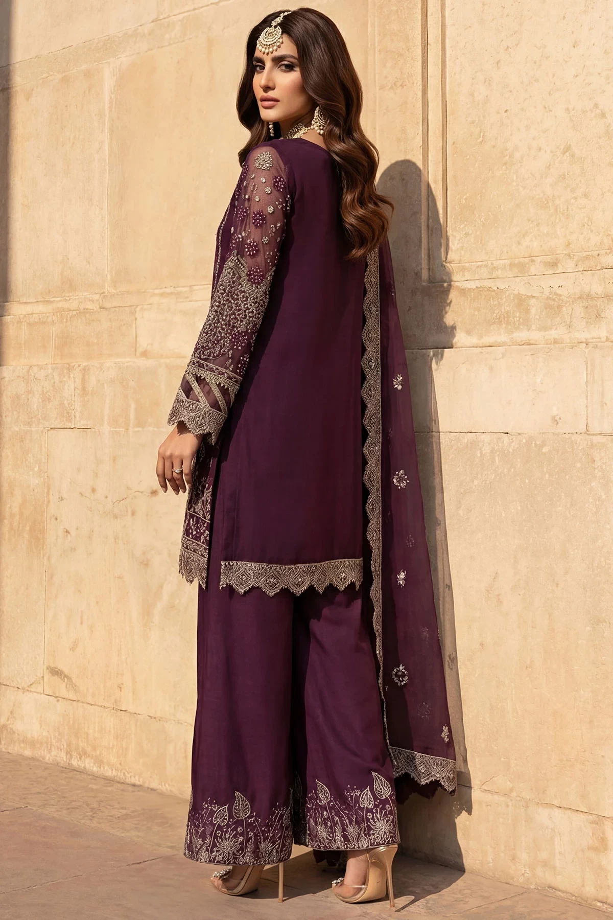 5747-AYLA EMBROIDERED CRINKLE CHIFFON - MWU05747-999-AYLA