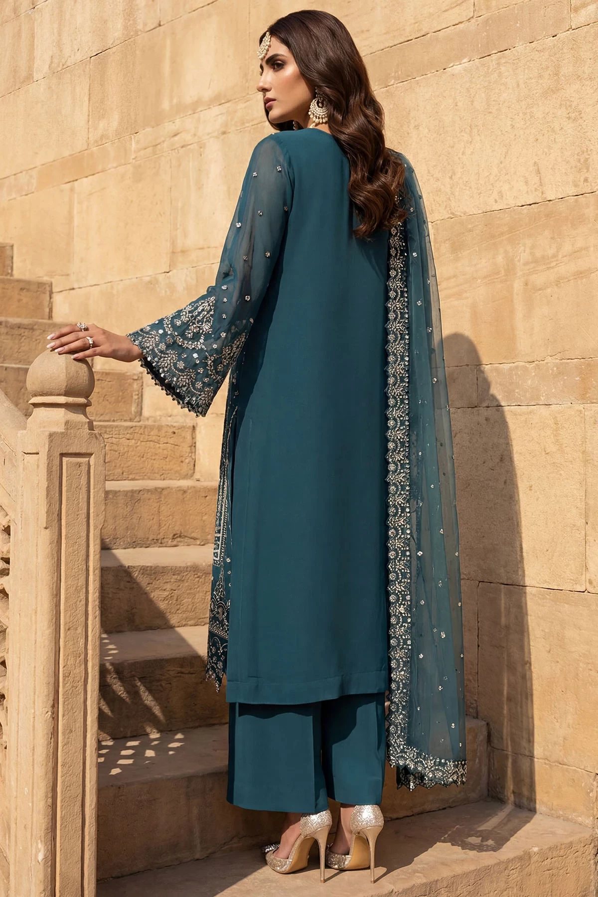 5748-ARZOO EMBROIDERED CRINKLE CHIFFON - MWU05748-999-ARZOO