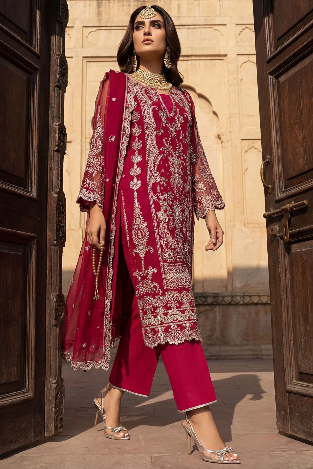 5749-LYANNA EMBROIDERED CRINKLE CHIFFON - MWU05749-999-LYANNA