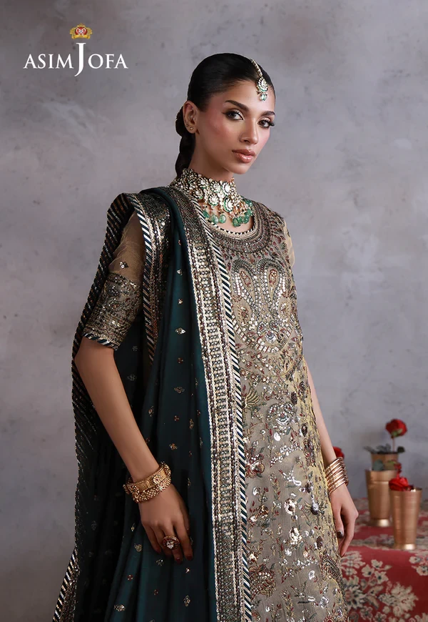 AJULN-19 Embroidered Zari Check - SKU: AJULN-19-UNS