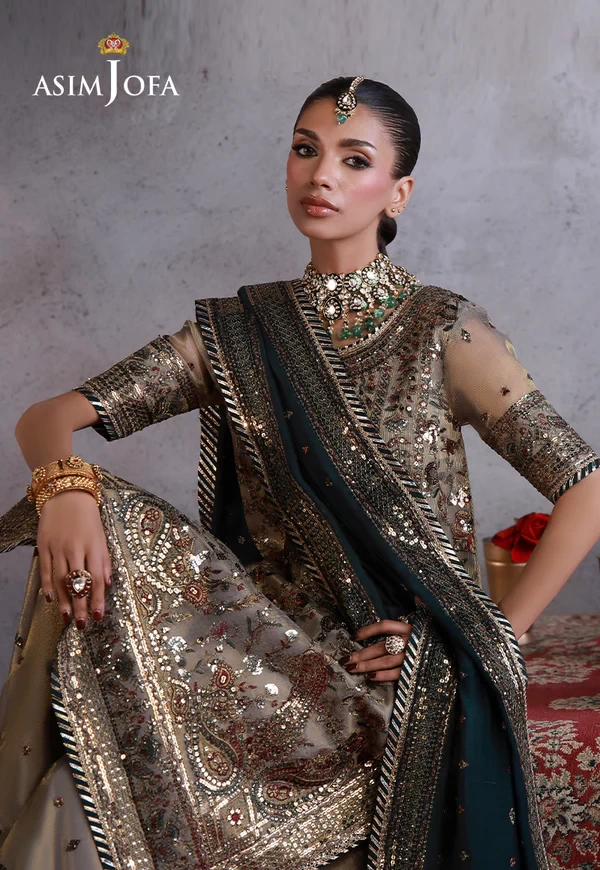 AJULN-19 Embroidered Zari Check - SKU: AJULN-19-UNS