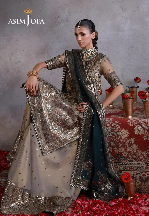 AJULN-19 Embroidered Zari Check - SKU: AJULN-19-UNS