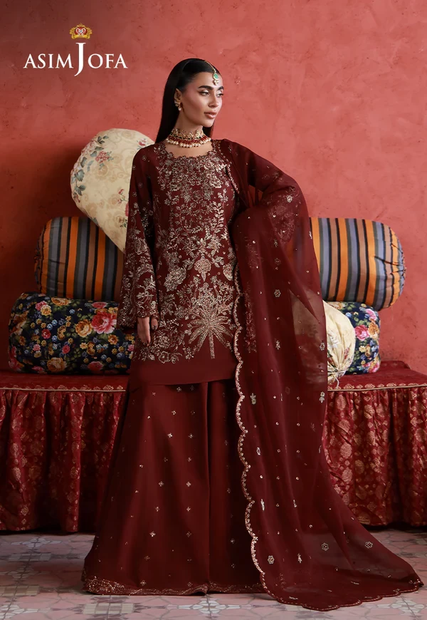AJULN-11 Embroidered Two Toned Cotton Silk - SKU: AJULN-11-UNS