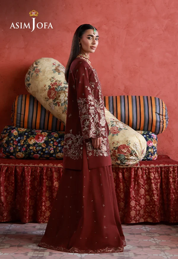 AJULN-11 Embroidered Two Toned Cotton Silk - SKU: AJULN-11-UNS