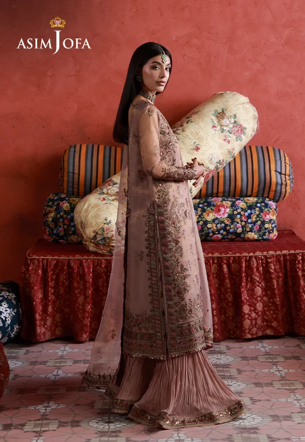 AJULN-12 Embroidered Zari Check Net - SKU: AJULN-12-UNS