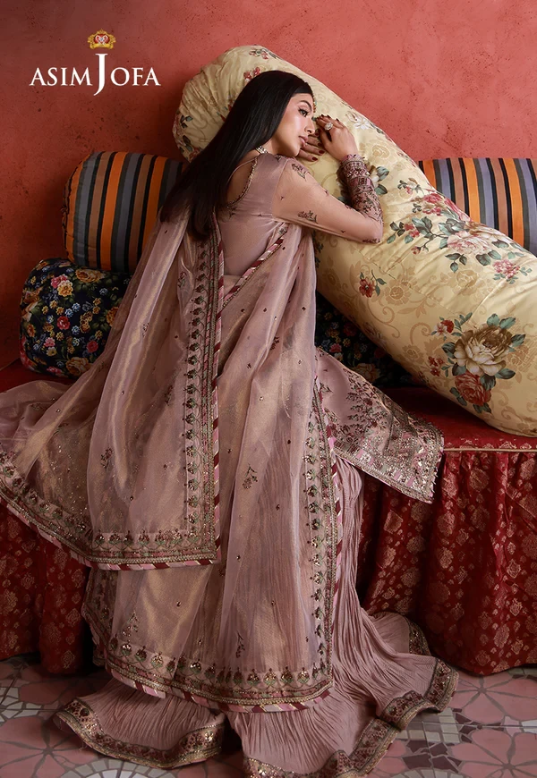 AJULN-12 Embroidered Zari Check Net - SKU: AJULN-12-UNS