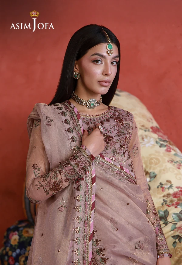 AJULN-12 Embroidered Zari Check Net - SKU: AJULN-12-UNS