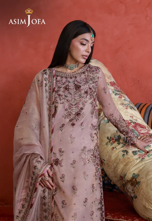 AJULN-12 Embroidered Zari Check Net - SKU: AJULN-12-UNS