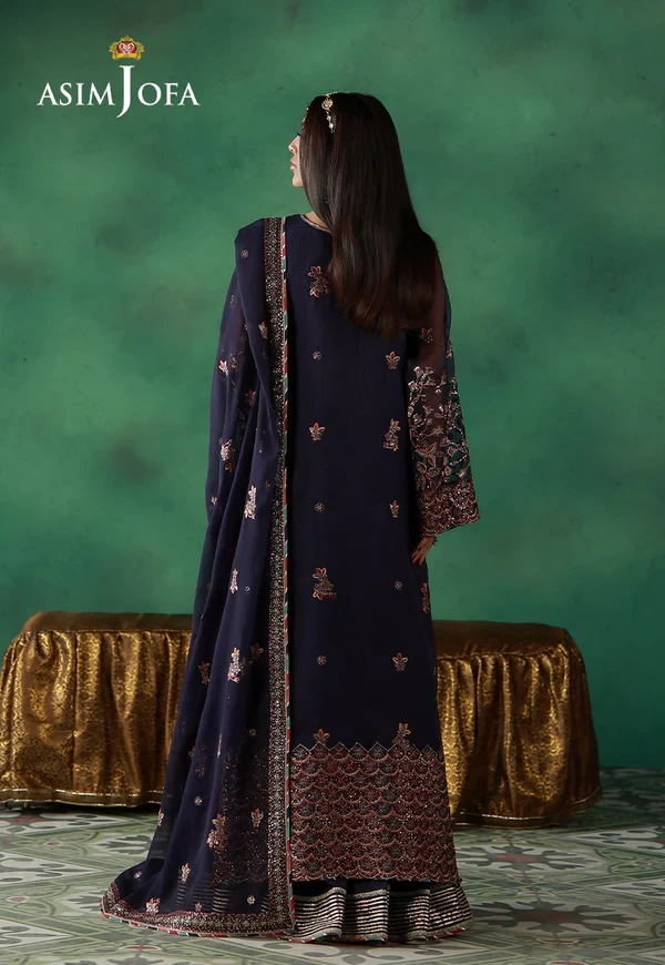 AJULN-13 Embroidered Javeria Net - SKU: AJULN-13-UNS