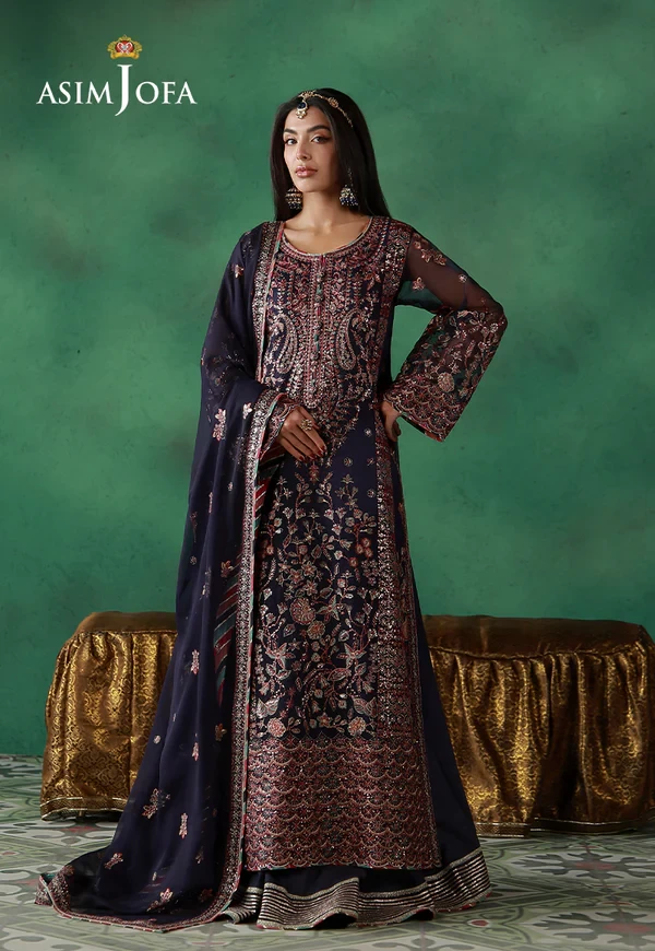 AJULN-13 Embroidered Javeria Net - SKU: AJULN-13-UNS