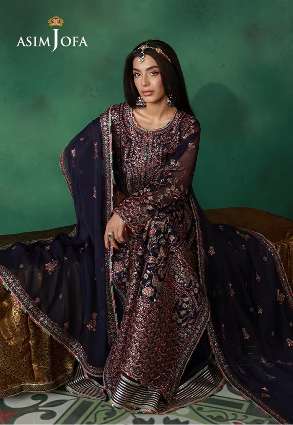 AJULN-13 Embroidered Javeria Net - SKU: AJULN-13-UNS