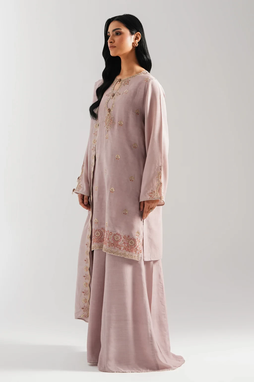 EMBROIDERED RAW SILK 3 PIECE SUIT - WUM35214