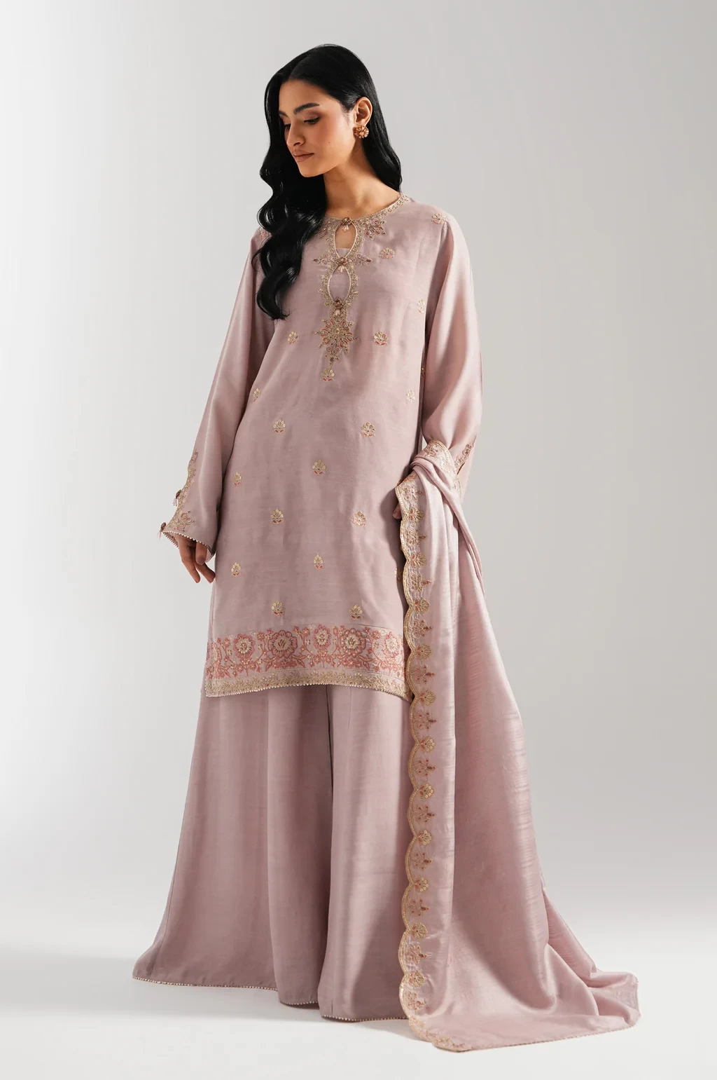 EMBROIDERED RAW SILK 3 PIECE SUIT - WUM35214