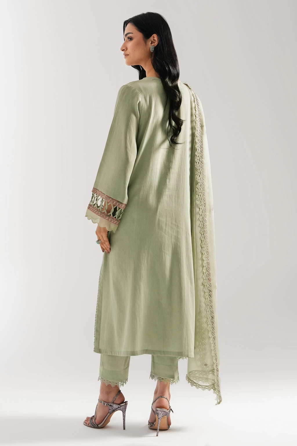 EMBROIDERED COTTON SATIN 3 PIECE SUIT - WUM35245