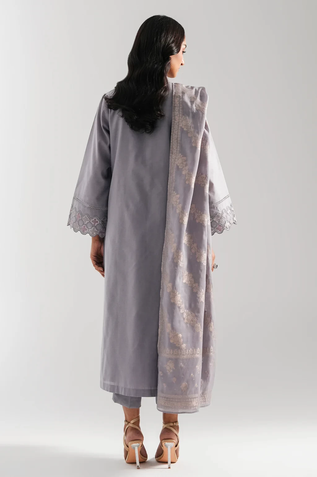 EMBROIDERED COTTON NET 3 PIECE SUIT - WUM35246