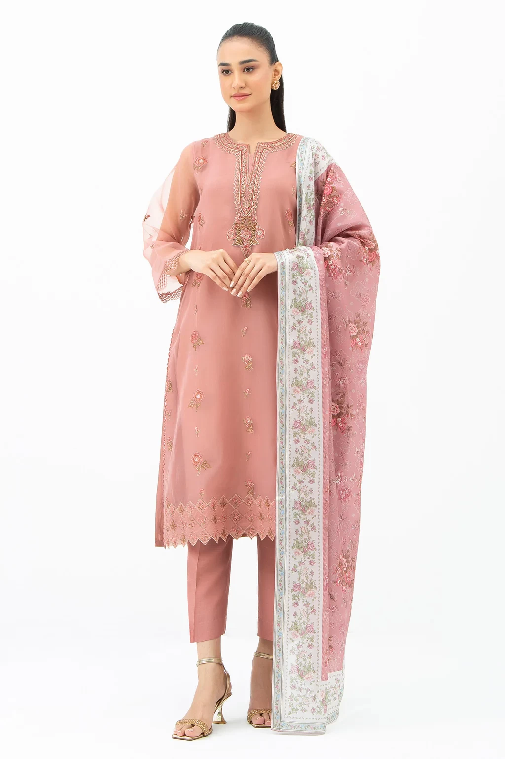 EMBROIDERED ORGANZA 3 PIECE SUIT - WUM35240