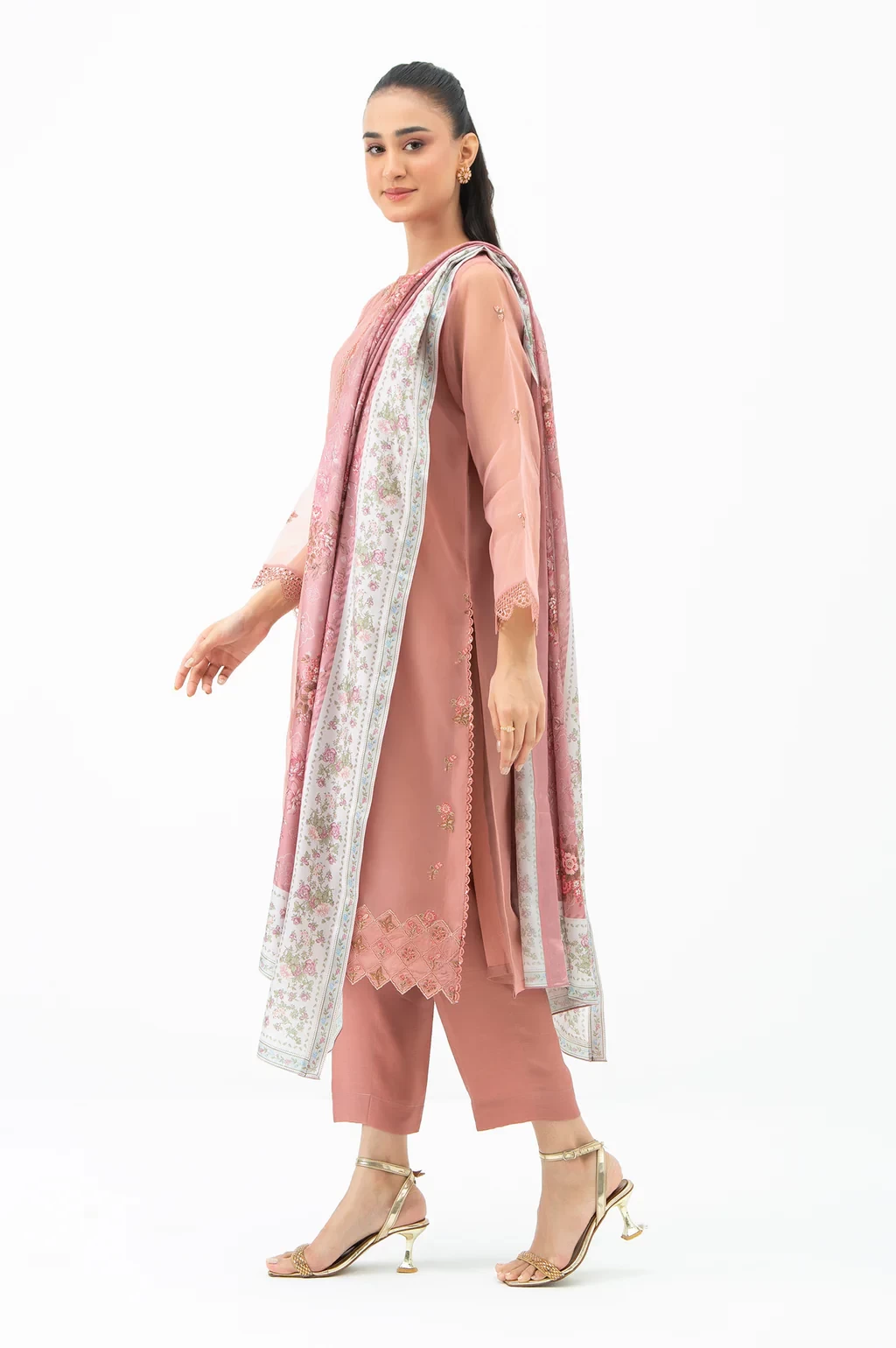 EMBROIDERED ORGANZA 3 PIECE SUIT - WUM35240