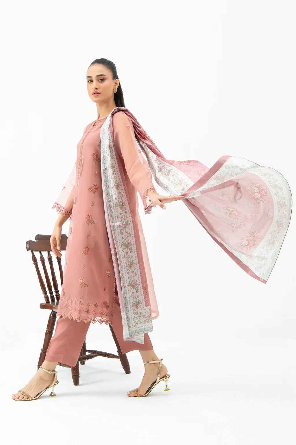 EMBROIDERED ORGANZA 3 PIECE SUIT - WUM35240