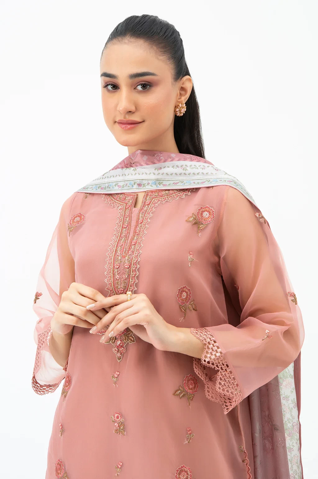EMBROIDERED ORGANZA 3 PIECE SUIT - WUM35240