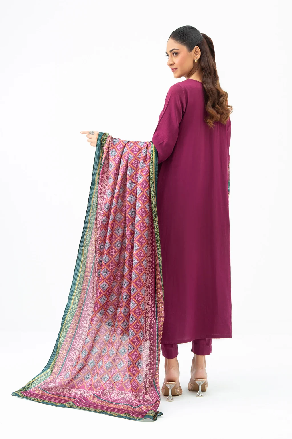 EMBROIDERED COTTON SATIN 3 PIECE SUIT - WUM35237