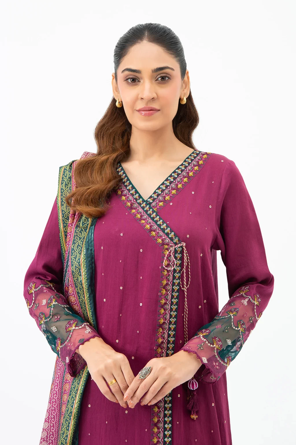 EMBROIDERED COTTON SATIN 3 PIECE SUIT - WUM35237
