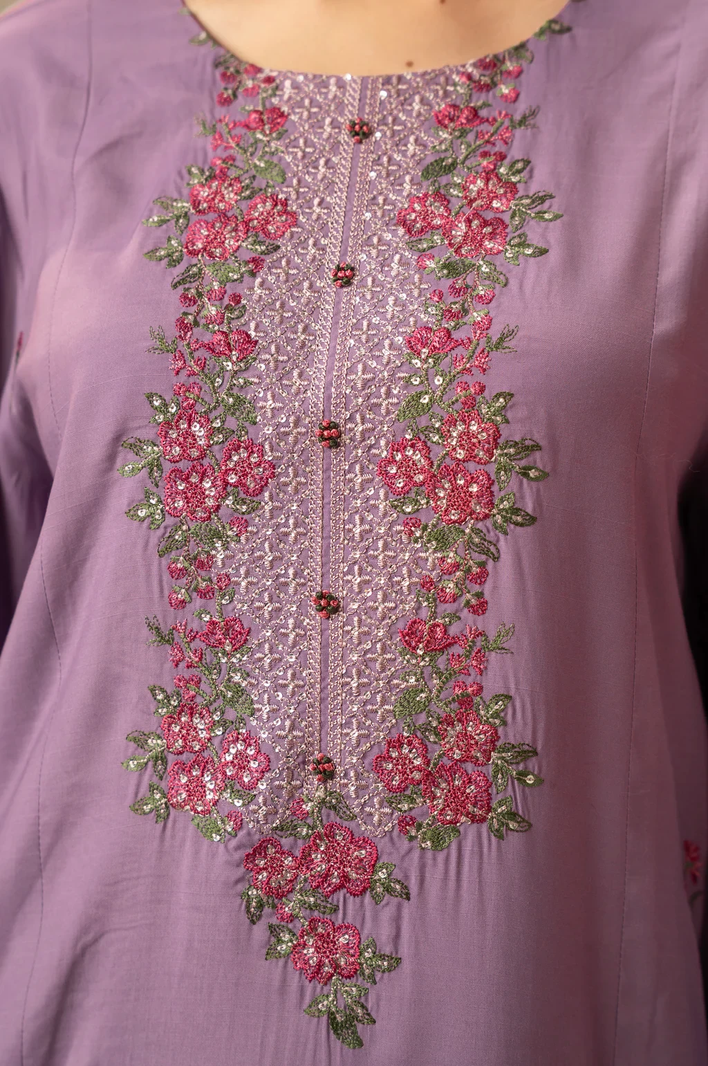EMBROIDERED COTTON NET 3 PIECE SUIT - WUM35234