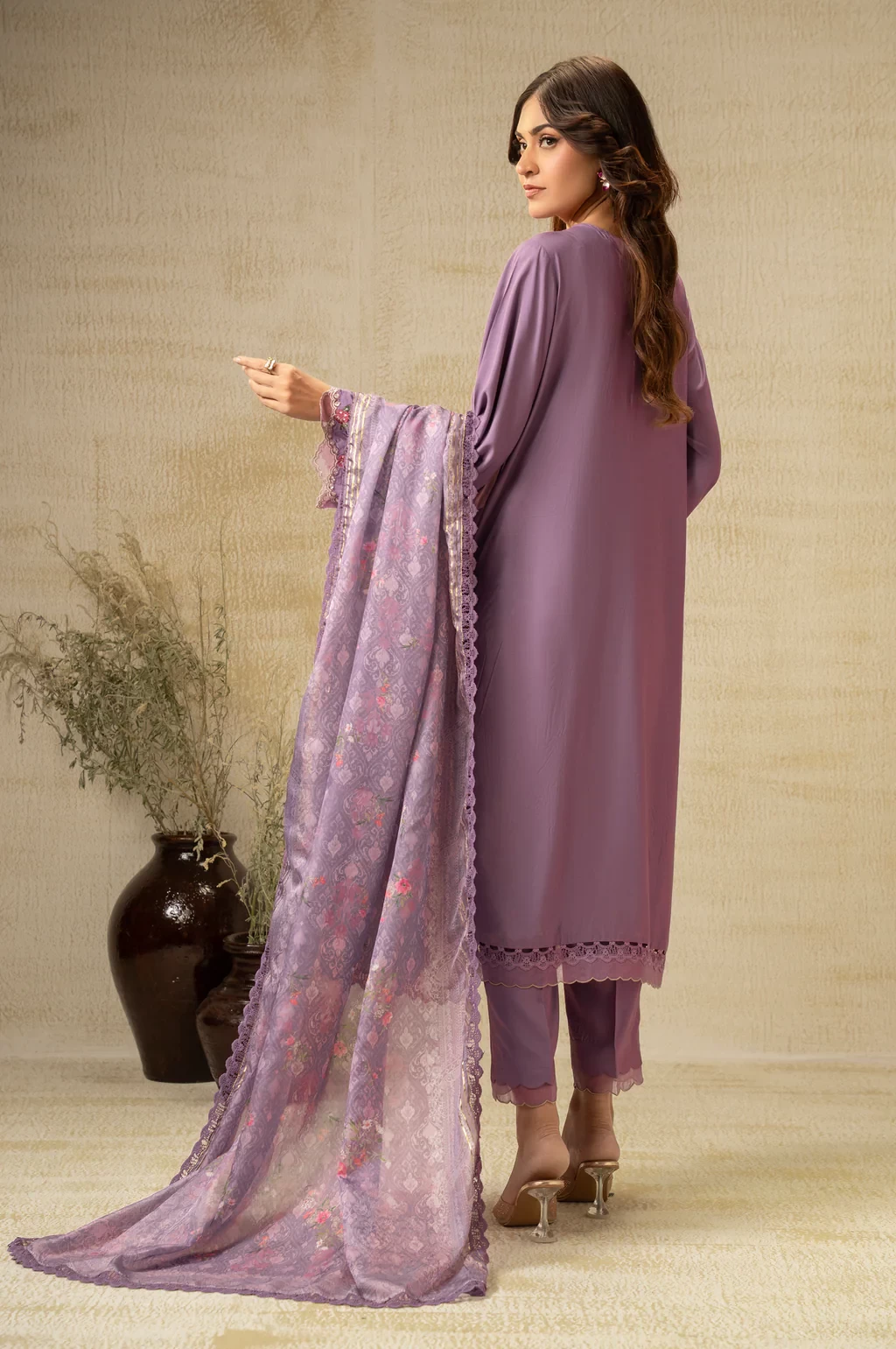 EMBROIDERED COTTON NET 3 PIECE SUIT - WUM35234