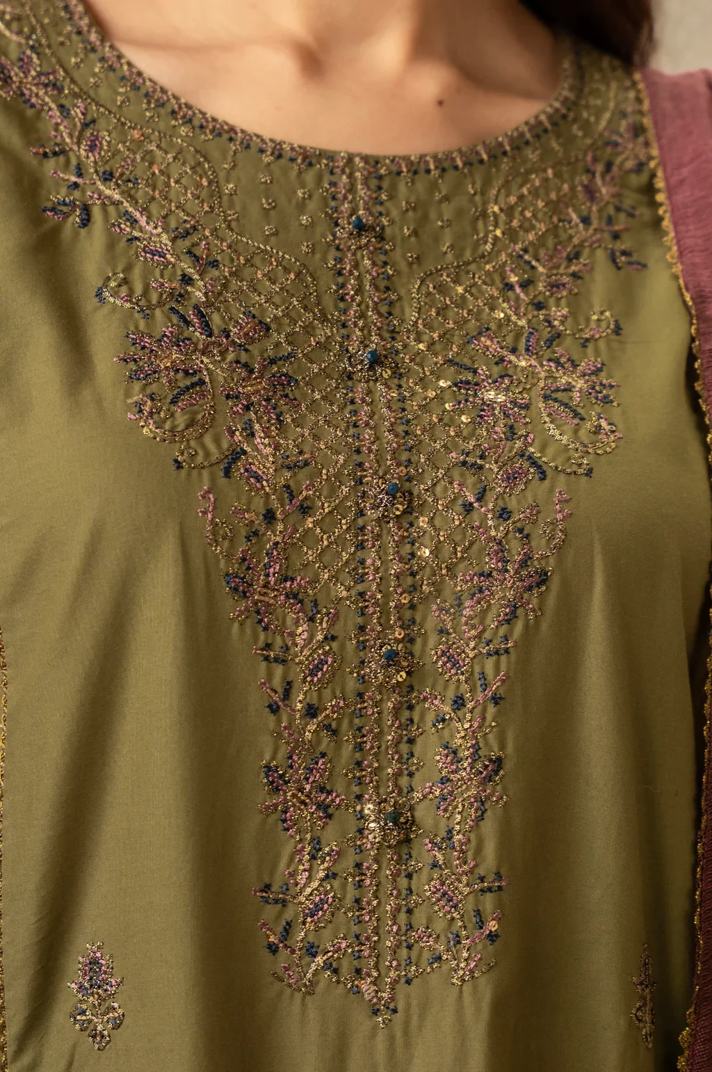 EMBROIDERED CAMBRIC 3 PIECE SUIT - WUM35225