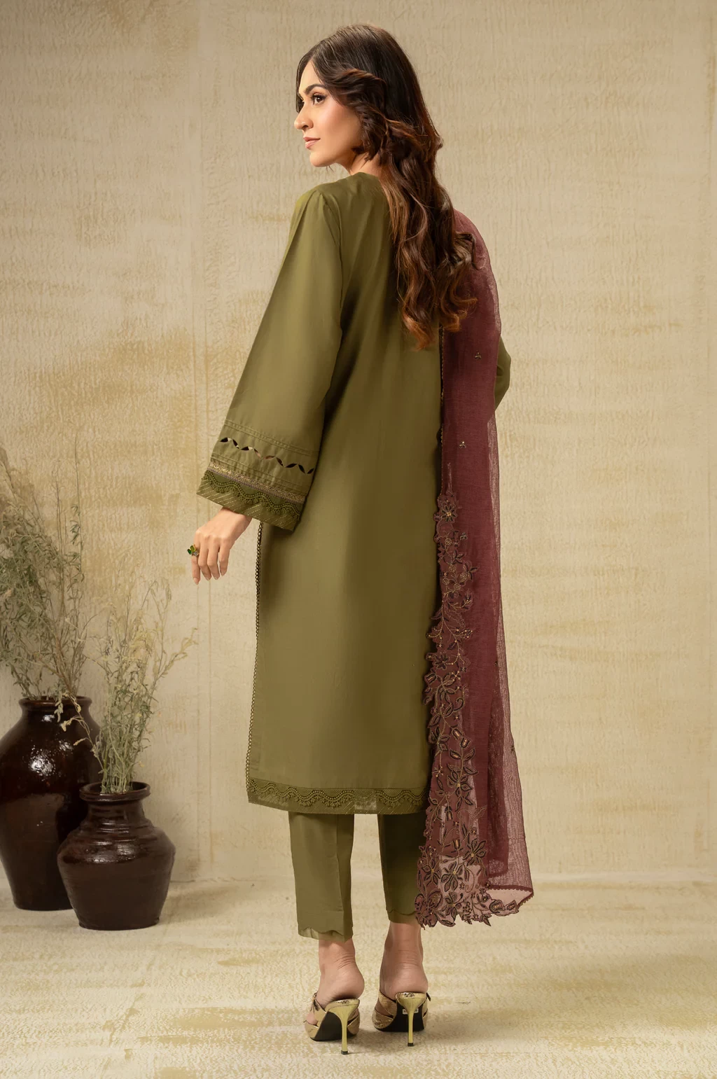 EMBROIDERED CAMBRIC 3 PIECE SUIT - WUM35225