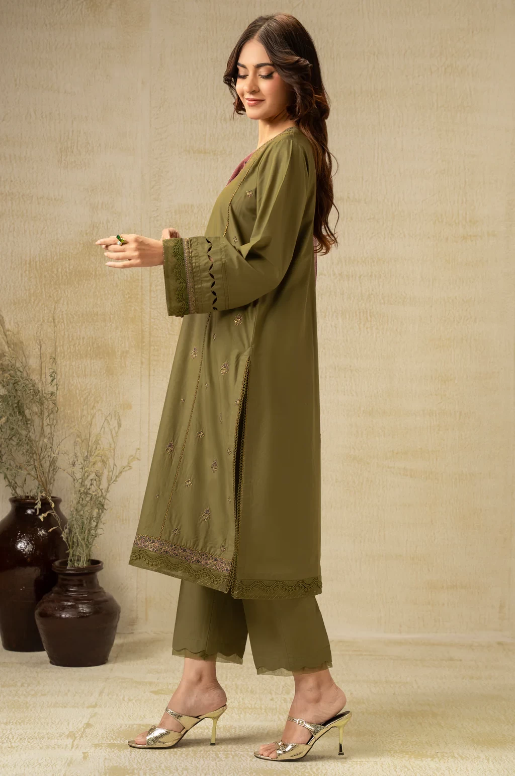 EMBROIDERED CAMBRIC 3 PIECE SUIT - WUM35225
