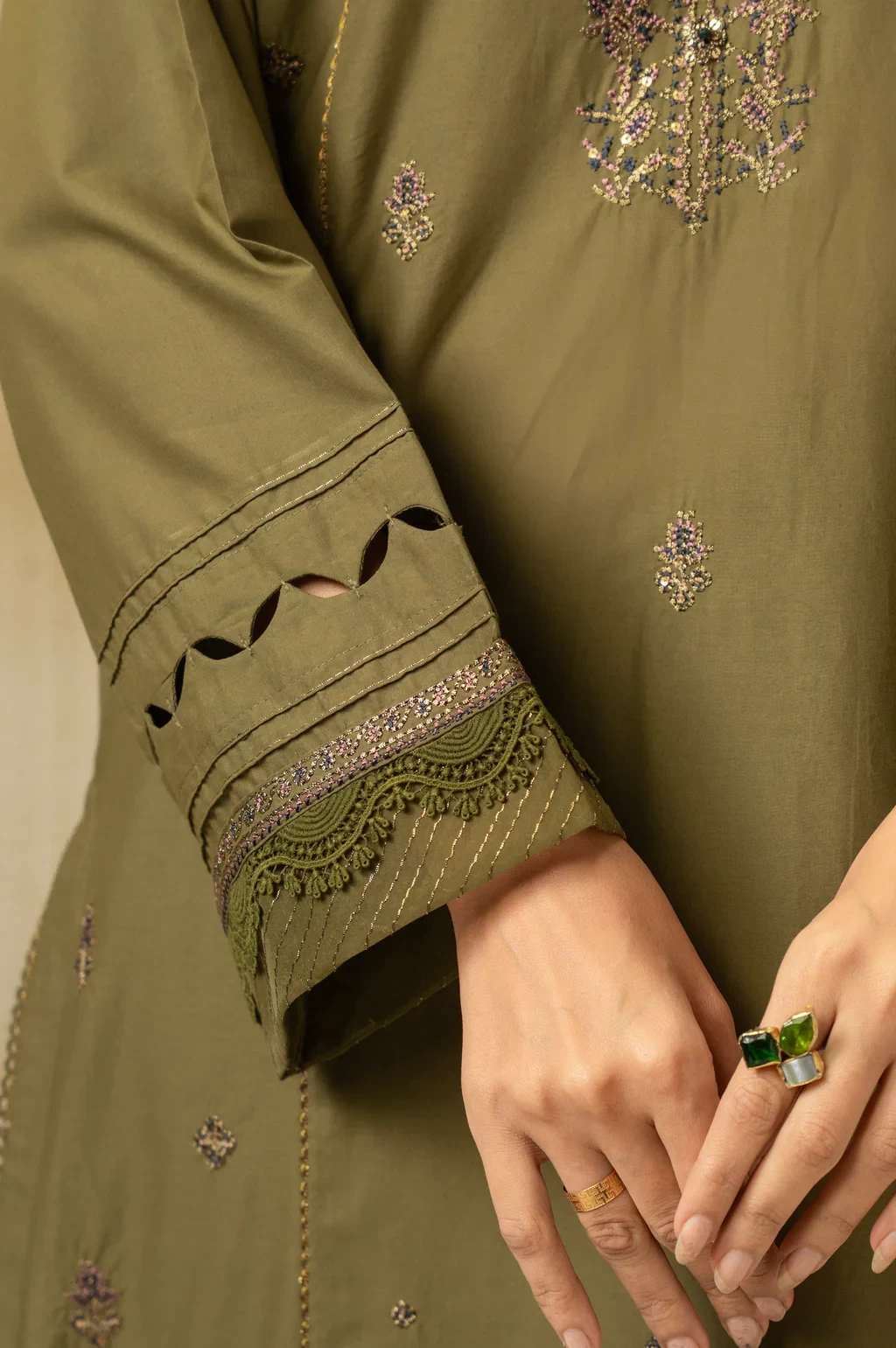EMBROIDERED CAMBRIC 3 PIECE SUIT - WUM35225