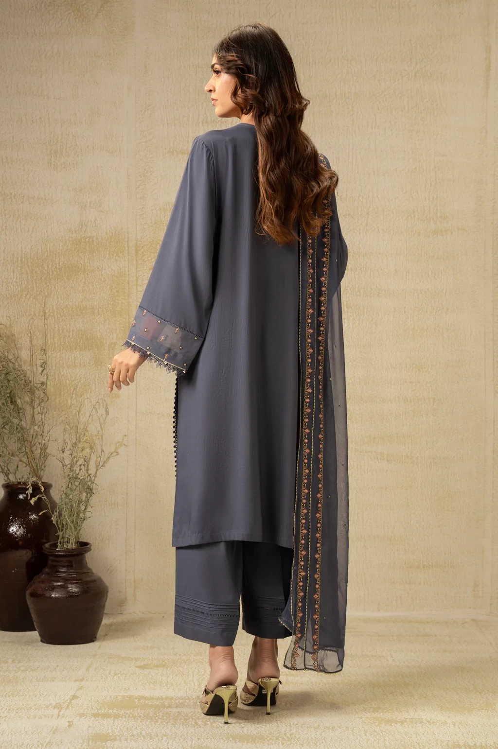 EMBROIDERED RAW SILK 3 PIECE SUIT - WUM35221