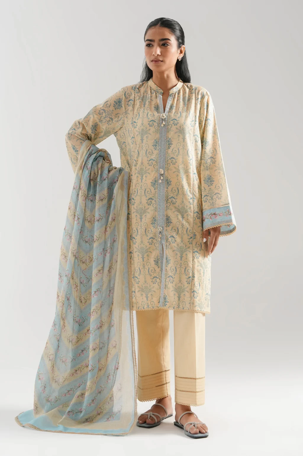 LAWN PRINTED 3 PIECE SUIT - WFM35515