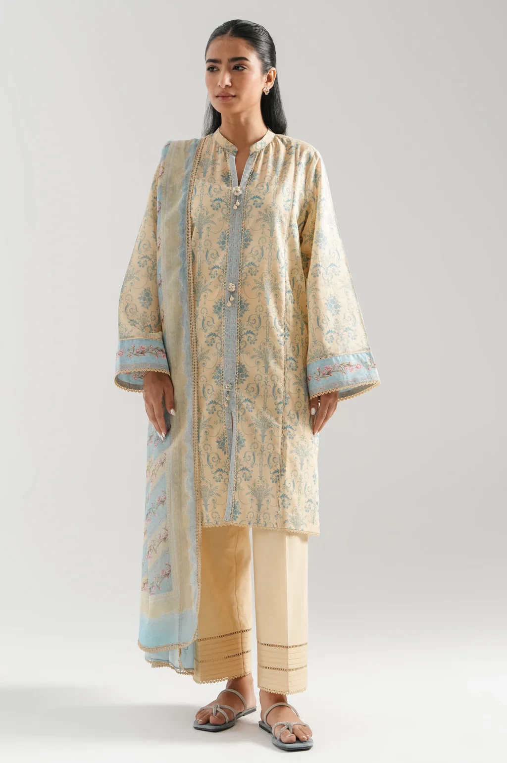 LAWN PRINTED 3 PIECE SUIT - WFM35515