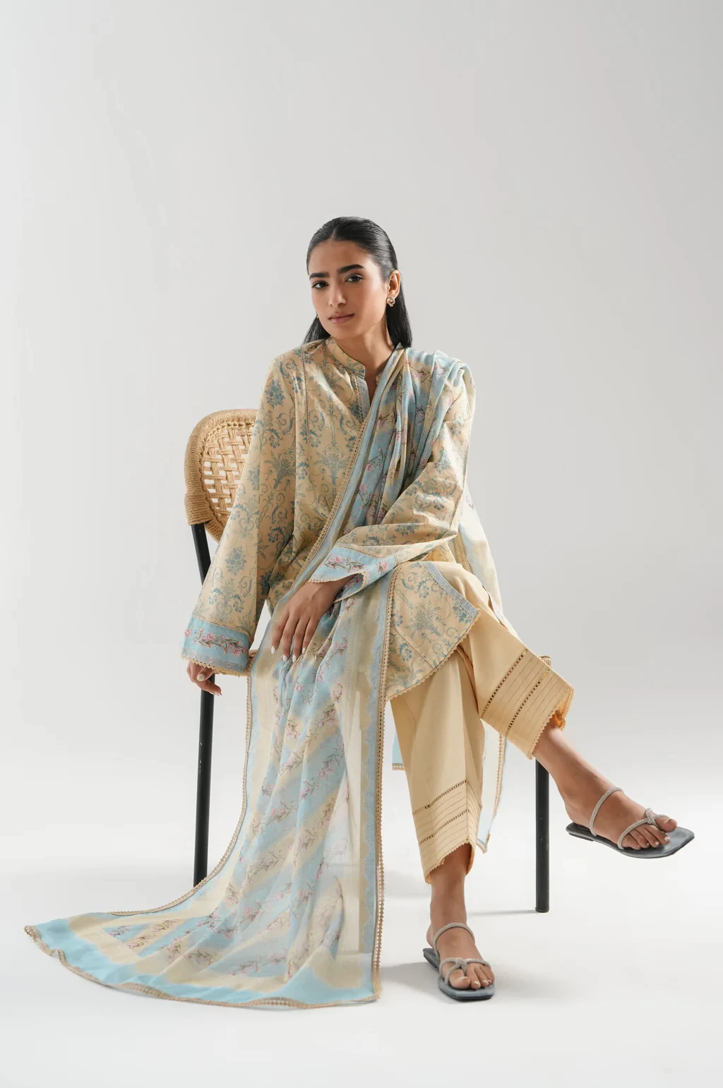 LAWN PRINTED 3 PIECE SUIT - WFM35515