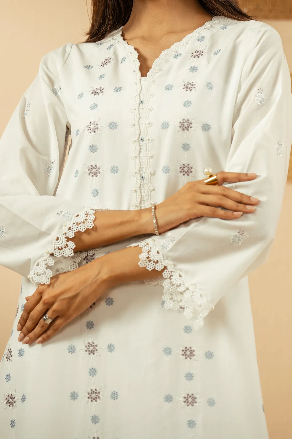 EMBROIDERED CHIKANKARI 3 PIECE SUIT - SKU: WFM36244