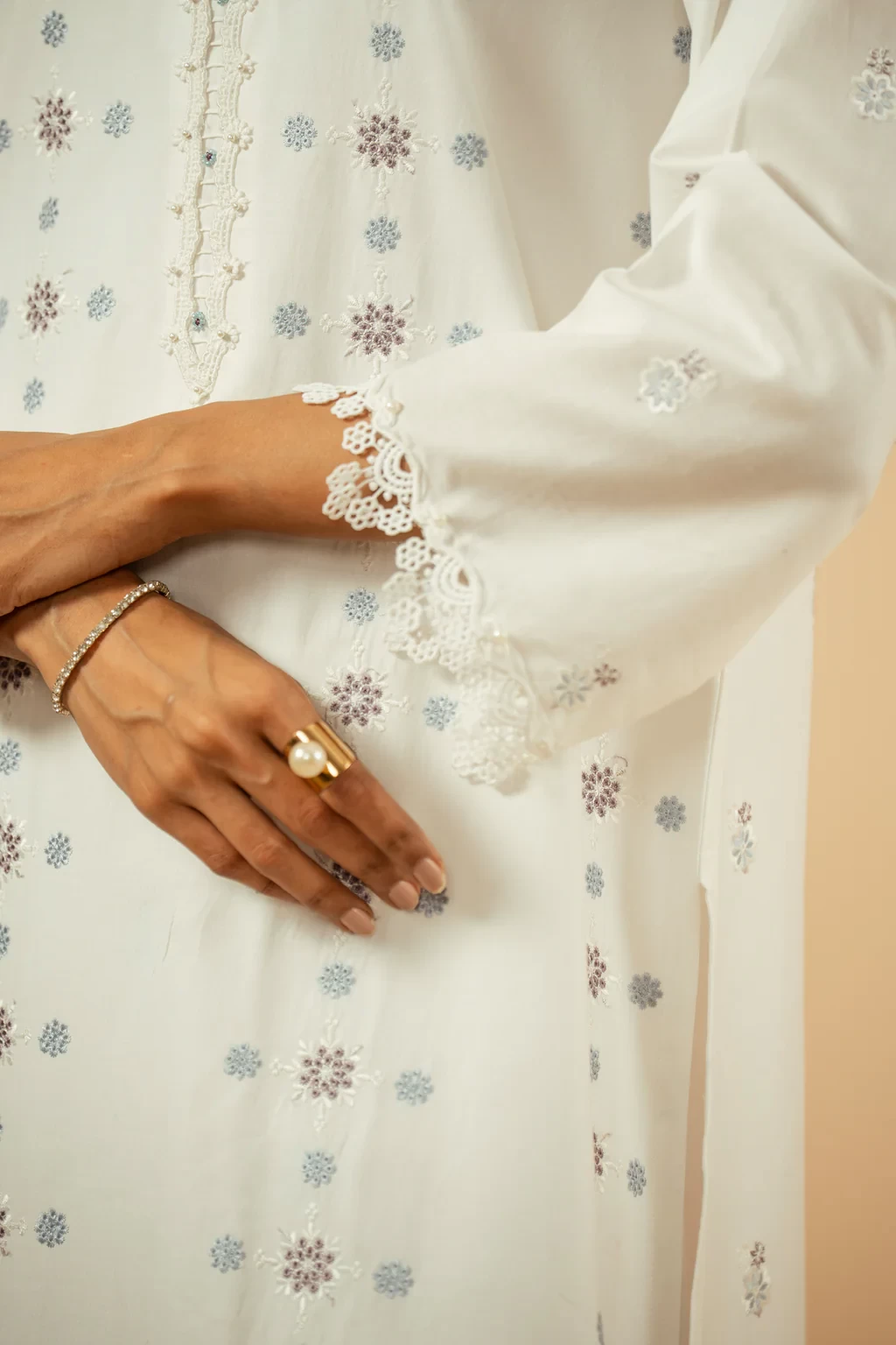EMBROIDERED CHIKANKARI 3 PIECE SUIT - SKU: WFM36244