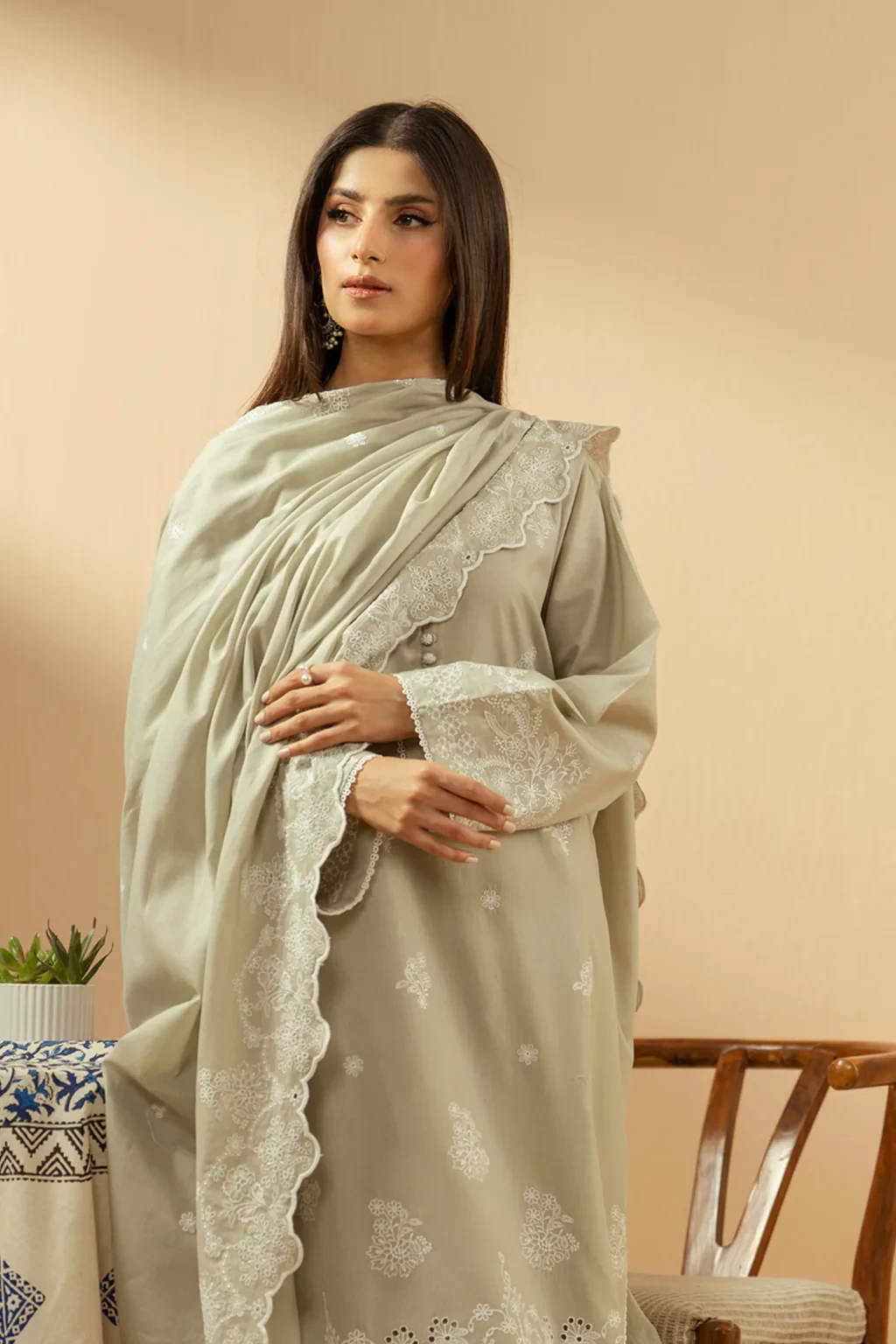 EMBROIDERED CHIKANKARI -  3 PIECE SUIT SKU: WFM36245