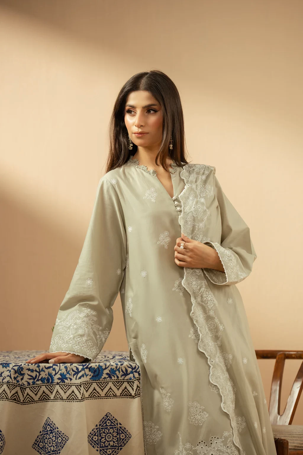 EMBROIDERED CHIKANKARI -  3 PIECE SUIT SKU: WFM36245