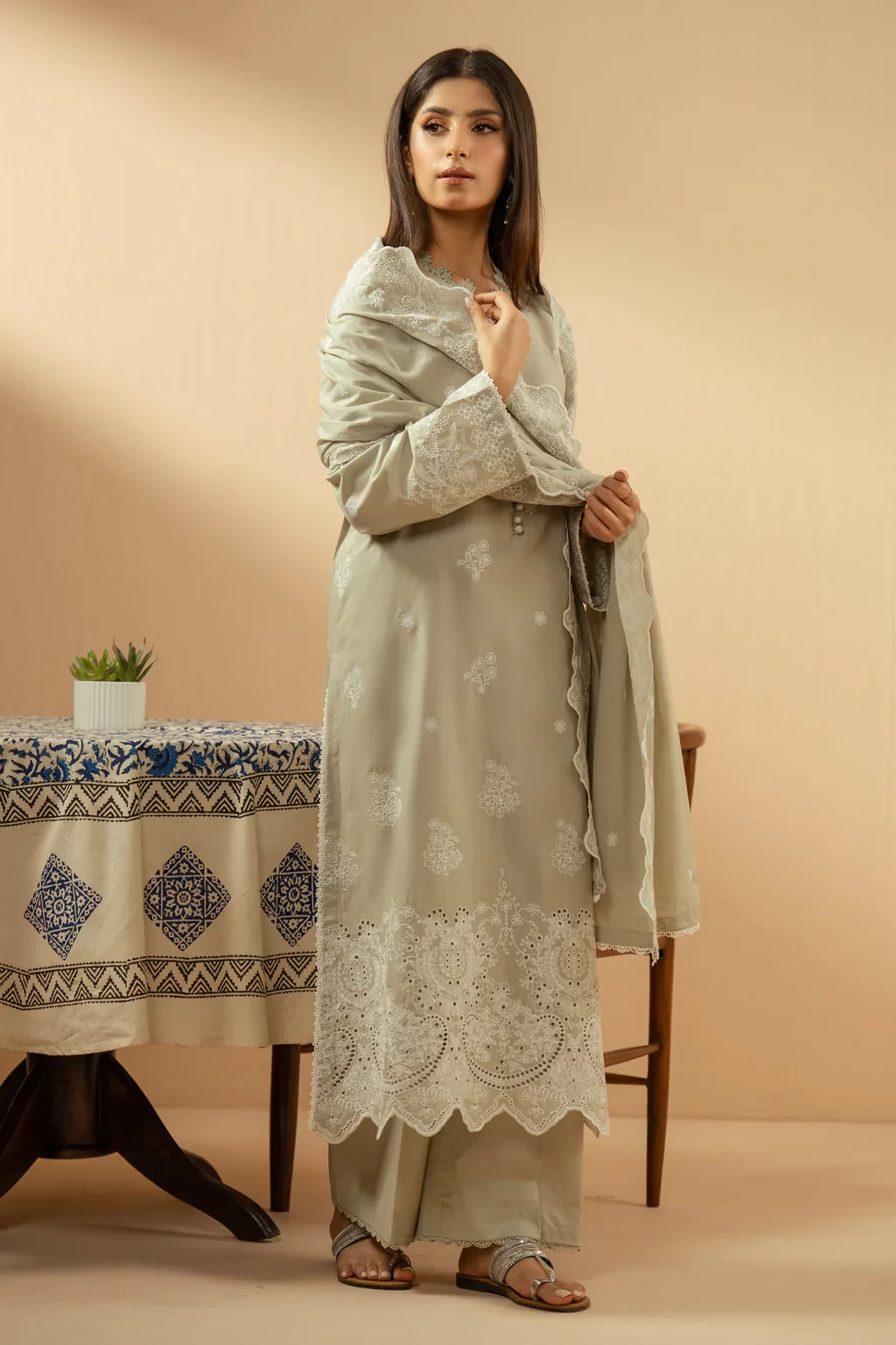 EMBROIDERED CHIKANKARI -  3 PIECE SUIT SKU: WFM36245
