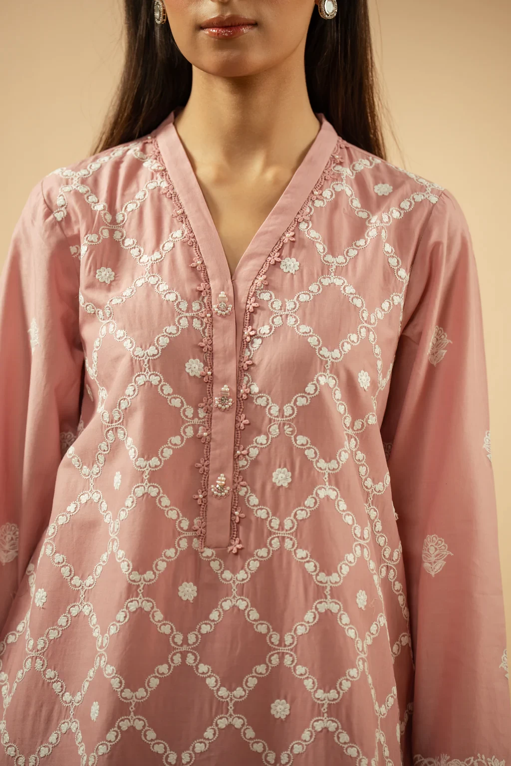 EMBROIDERED CHIKANKARI 3 PIECE SUIT - SKU: WFM36246