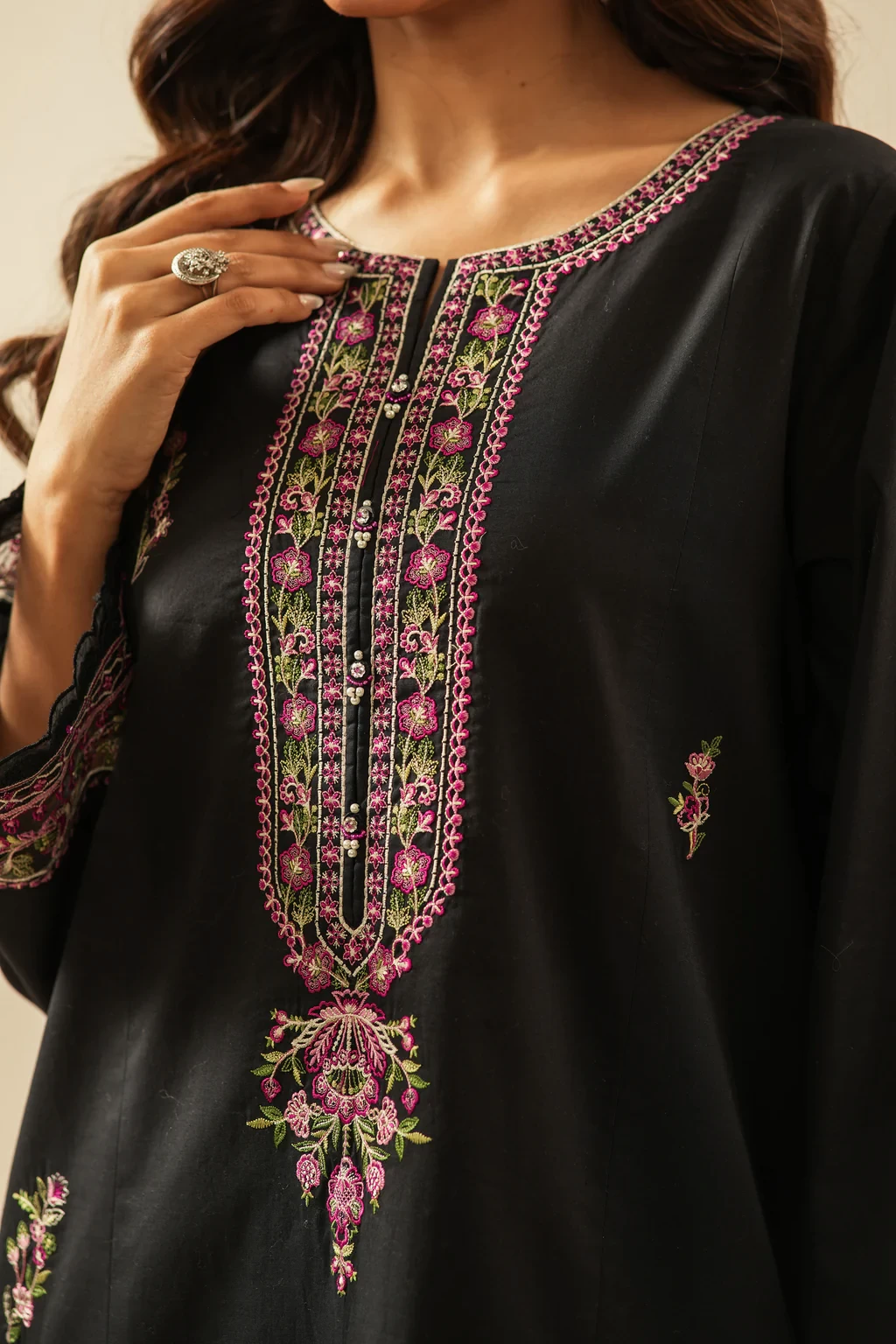 EMBROIDERED CAMBRIC 3 PIECE SUIT - WFM36299