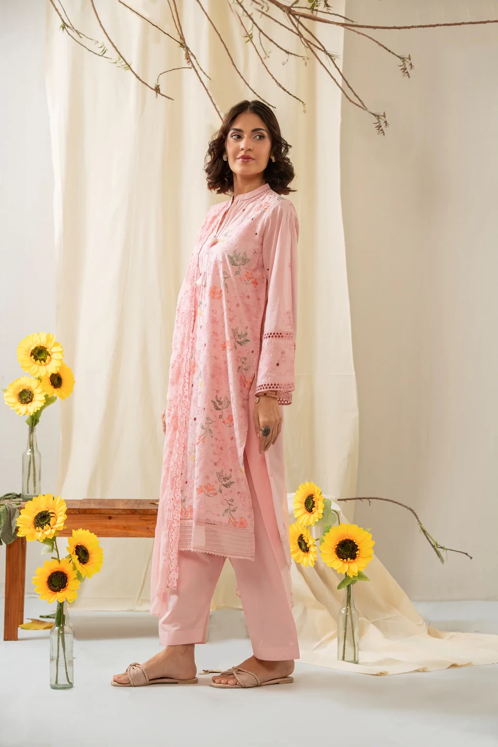 EMBROIDERED CAMBRIC 3 PIECE SUIT -  WFM35681