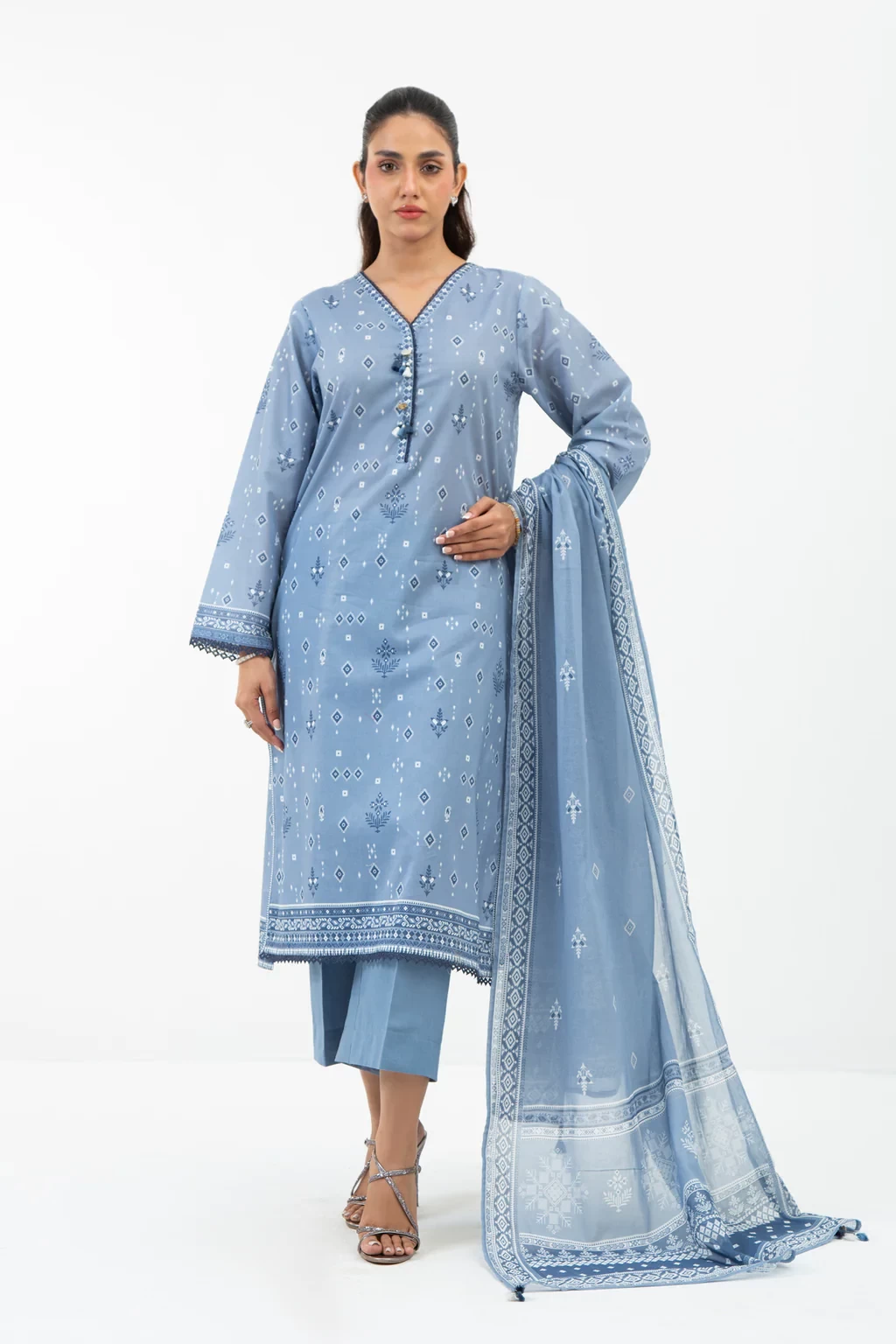 PRINTED LAWN 3 PIECE SUIT -  WFM35528