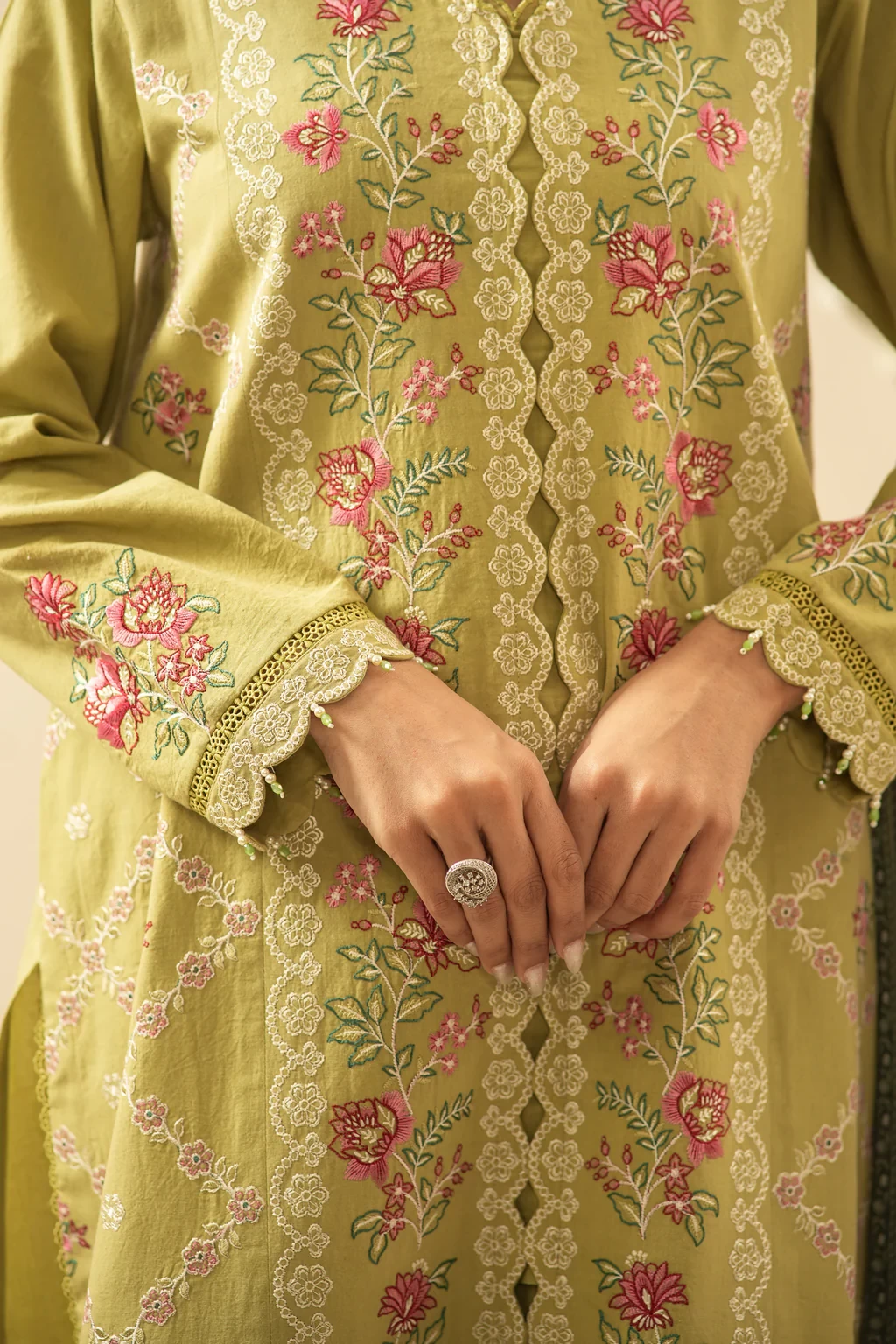 EMBROIDERED CAMBRIC 3 PIECE SUIT - WFM36249