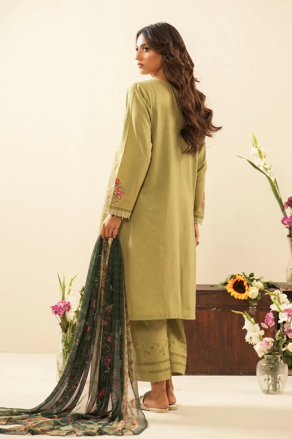 EMBROIDERED CAMBRIC 3 PIECE SUIT - WFM36249