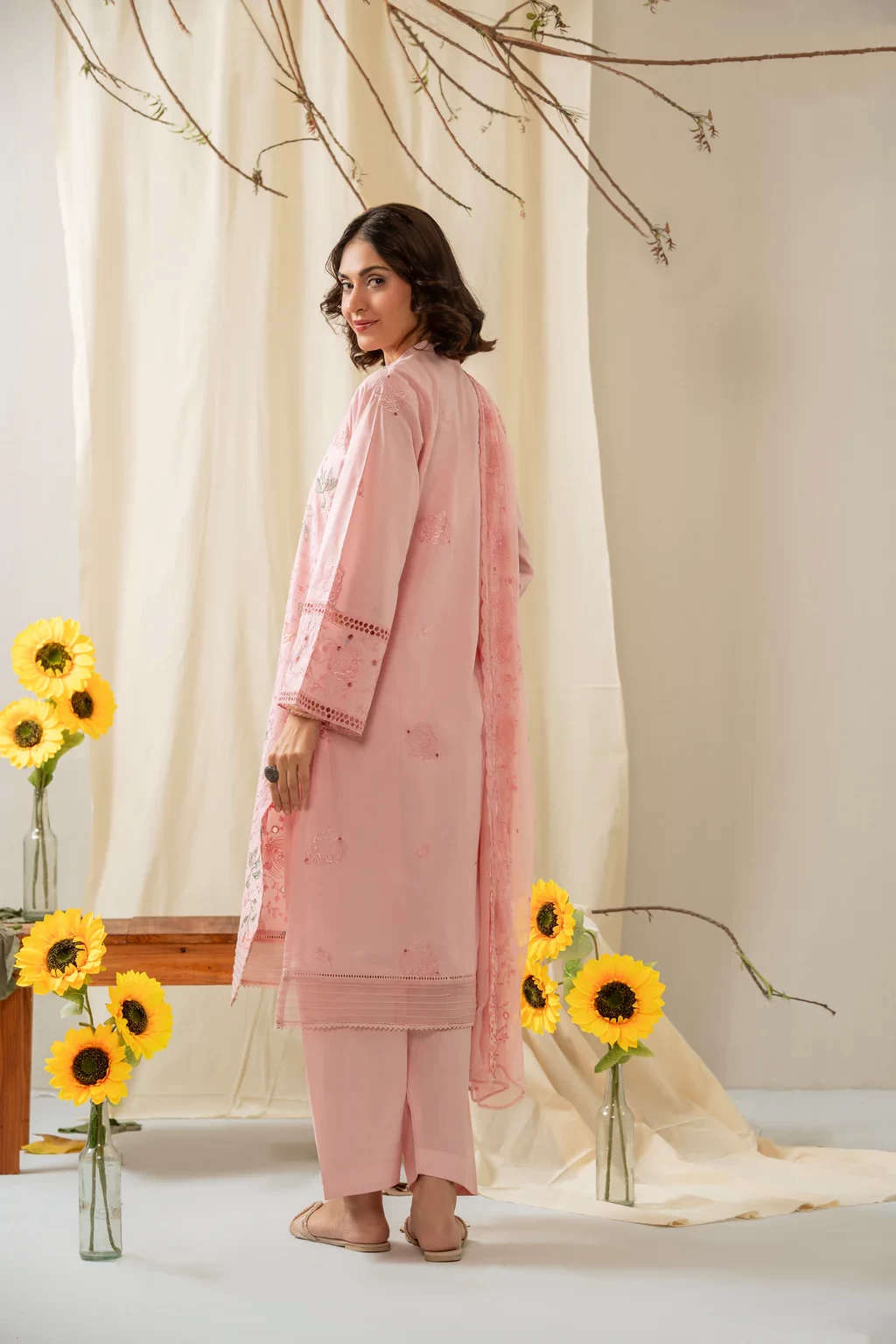 EMBROIDERED CAMBRIC  3 PIECE SUIT - WFM36248