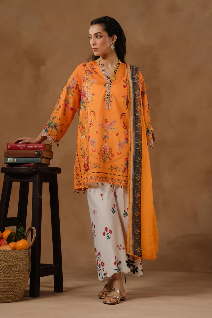 Muzlin Lawn 3 Piece Suit - SKU: M261-019B-CI